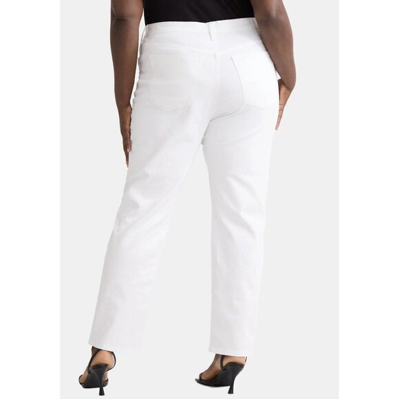 Terra & Sky 16W Petite White Straight Leg Jeans Plus High Rise Stretch - Picture 4 of 7